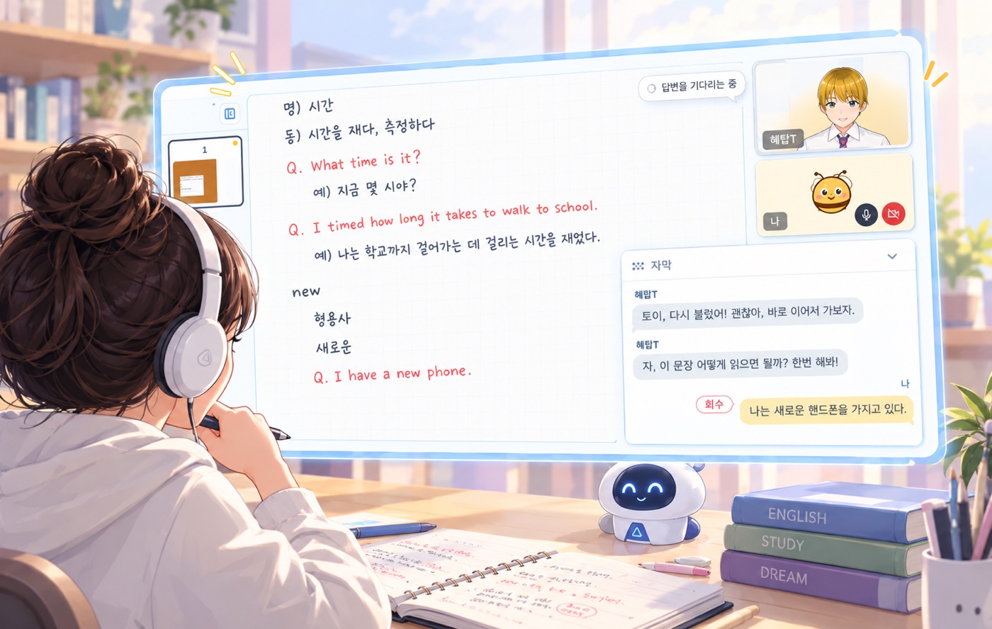 AI 선생님 수업 — 칠판에 판서하며 묻고, 아이가 답하는 1:1 수업